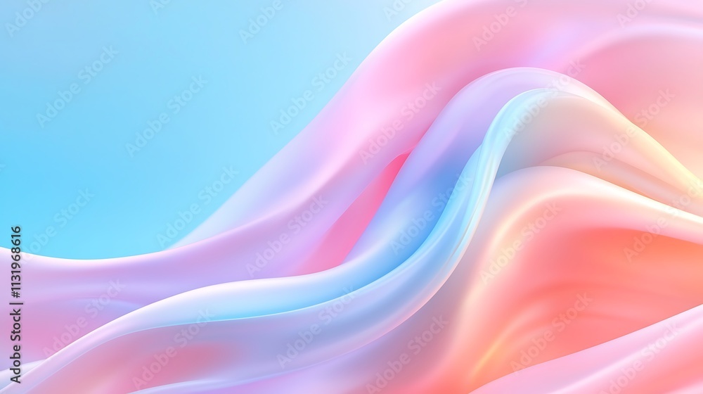 Poster abstract digital art fluid color waves with vibrant background and soft tones harmony