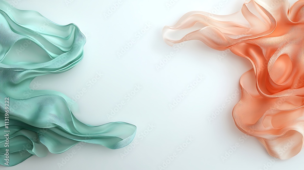 Poster dynamic flow of fabric colors studio abstract art soft lighting top-down view fluid motion