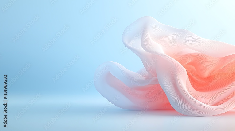 Poster flowing fabric texture studio setting abstract art soft light close-up elegance and grace