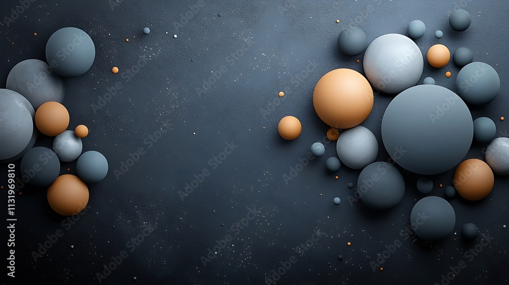 Poster creative viewpoint dynamic composition of abstract spheres in modern minimalist design