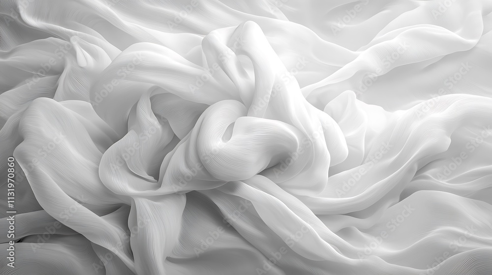 Poster minimalist design elegant white fabric flowing abstract art with soft textures and serenity