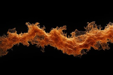 Abstract orange fluid flowing on black background.