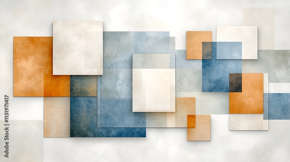 Aufkleber panoramic view of modern geometric art abstract design in digital space and visual harmony
