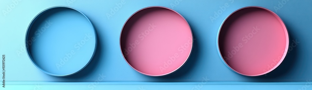 Aufkleber minimalist circular reflective buttons navigation panel in pastel blue soft lighting modern art styl