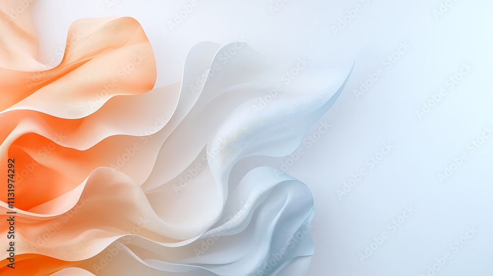 Poster aesthetic concept minimalist close-up of flowing abstract fabric in soft color palette