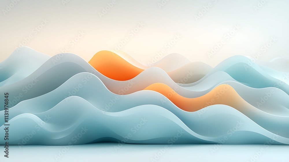 Poster fluid wave patterns in a serene environment abstract art digital imagery calm atmosphere