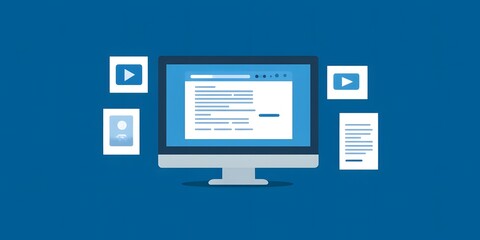 Digital Content Management on Computer Screen, Media and Document Organization, Online Publishing