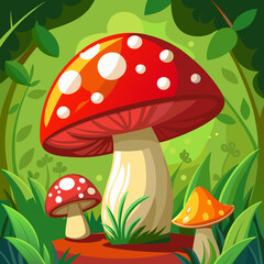 Mushroom Vector White Background