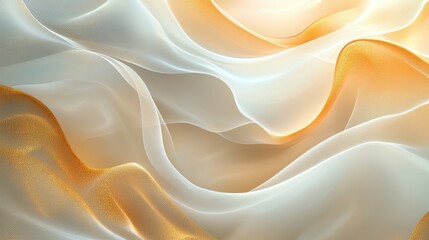 Fototapeta premium Elegant gold and white fabric drapes. Ideal for fashion, beauty, and luxury designs, evoking elegance and sophistication.