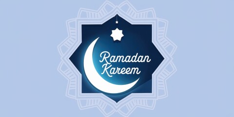Ramadan Kareem - Crescent Moon and Star in Mandala Frame
