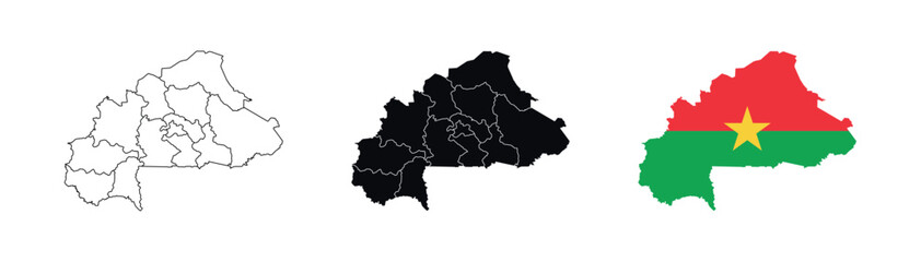 Burkina Faso Map vector icon. Map of Burkina Faso various styles.