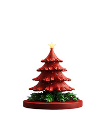 christmas tree with red ribbon