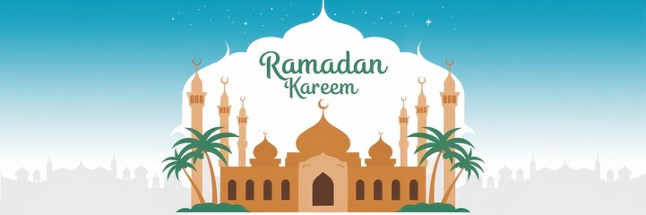 Celebrate the Spirit of Ramadan with a Majestic Mosque and Shining Minarets