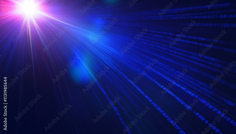 Aufkleber abstract digital data stream with bright light rays.