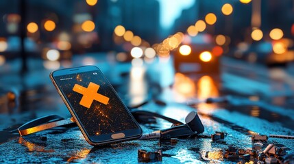 Digital app alert against drunk driving urban environment mobile application safety awareness low resolution visual warning