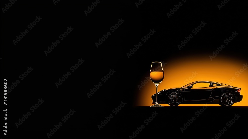 Leinwandbilder illuminated car silhouette in shadowy low resolution setting urban nightscape digital art mysterious