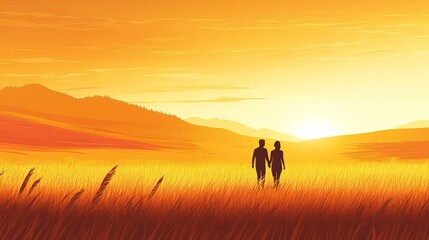 Fototapeta premium Golden Hour Outdoor Scene Vector Illustration, Golden Hour Outdoor Photography, Happy New Year, New year eve, Happy Christmas 