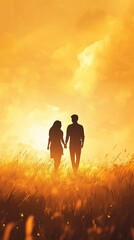 Fototapeta premium Golden Hour Outdoor Scene Vector Illustration, Golden Hour Outdoor Photography, Happy New Year, New year eve, Happy Christmas 