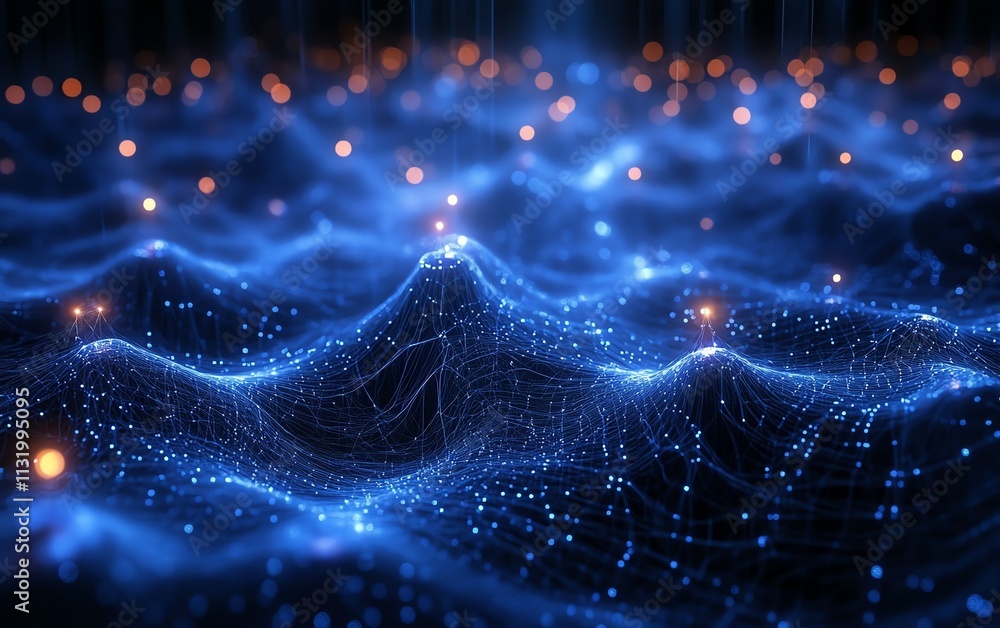 Leinwandbilder a dynamic abstract blue network, featuring glowing points and interconnected lines, symbolizing a hi