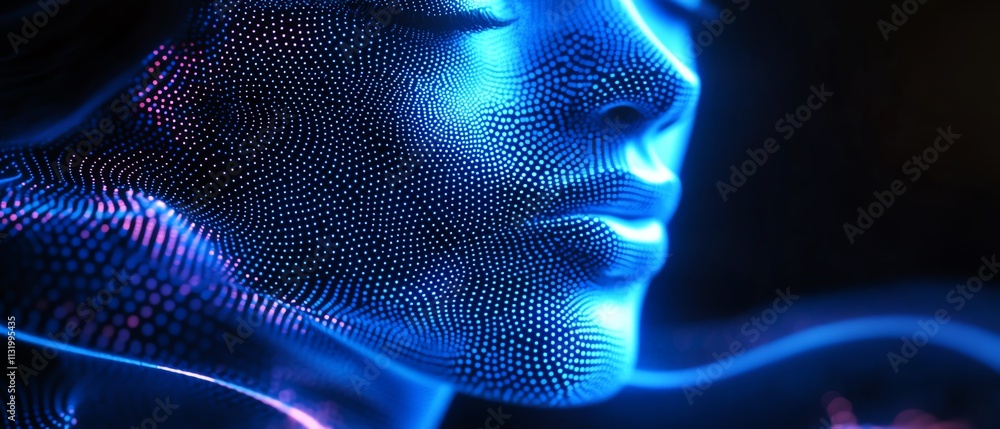 Poster a glowing abstract blue network with luminous points and smooth connections, illustrating the power 