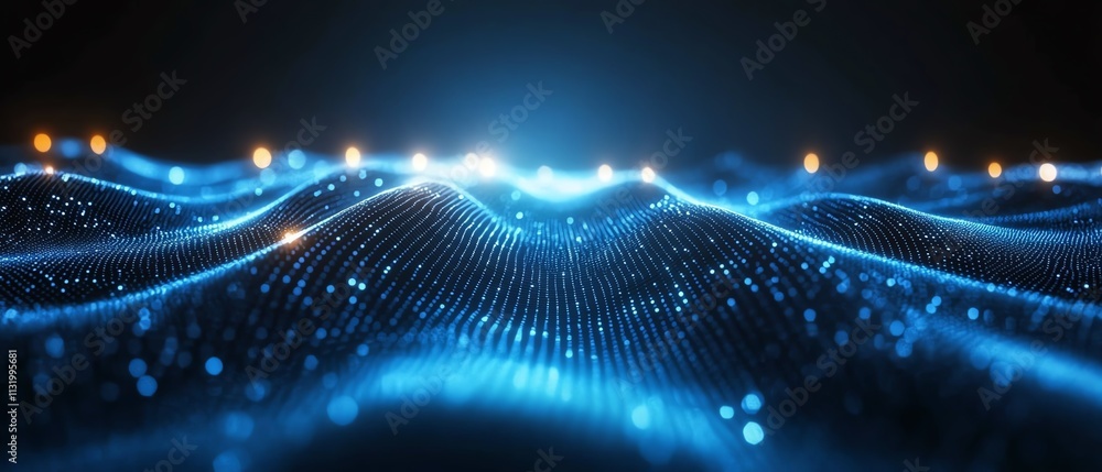 Aufkleber A hightech abstract blue network with radiant points, connected by smooth lines, symbolizing digital data flow and connectivity