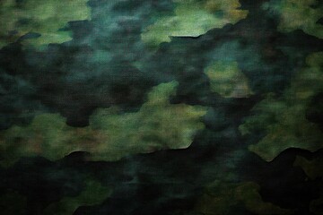 Fototapeta premium Deep Green and Black Camouflage Fabric Texture Abstract Expressionism