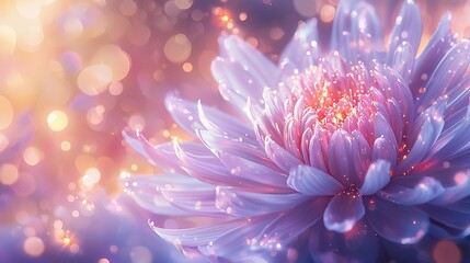 Obraz premium Magical glowing chrysanthemum flower.