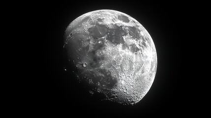 Fototapeta premium Close-up view of the moon's surface, showcasing its craters and texture in stunning detail.