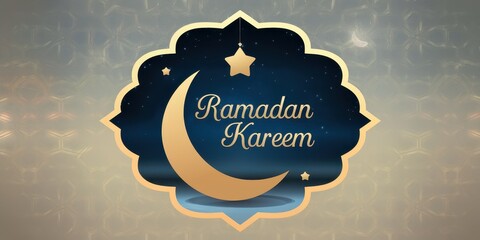Elegant Ramadan Kareem Celebration with Crescent Moon and Stars