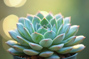 Fototapeta premium Close-up of a vibrant succulent plant in a pot.