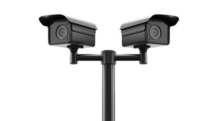 Dual Security Cameras on Pole for Enhanced Surveillance in Urban Settings