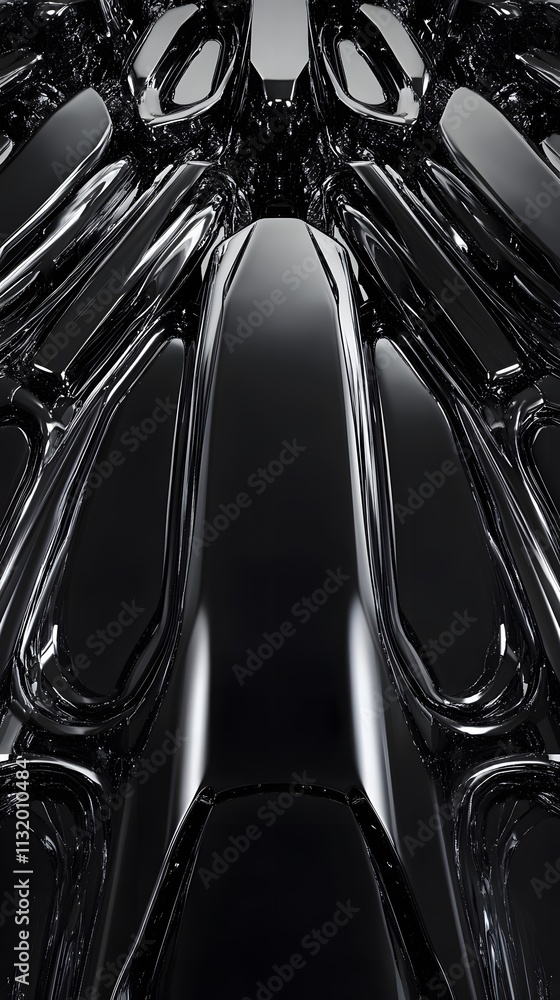 Poster abstract black glossy surface with symmetrical pattern