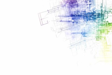 Obraz premium Abstract Colorful Architecture Blueprint Design with Technical Lines