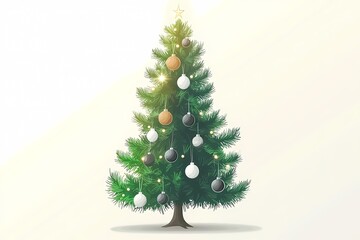 Fototapeta premium Festive Christmas Tree with Ornaments in Soft Light Background