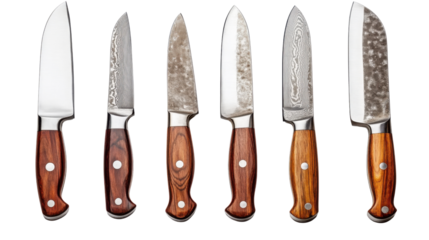 set of kitchen knives isolated on white background