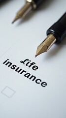 Close-up of a fountain pen on a life insurance document