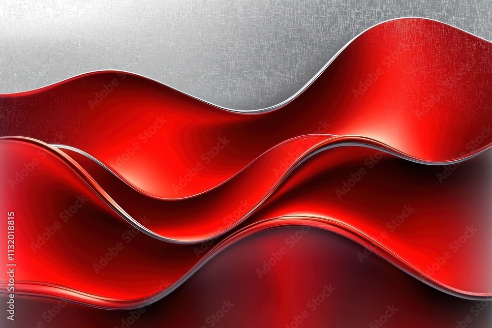 Poster abstract wave pattern in red and silver for modern backgrounds