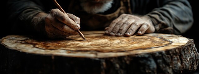 Craftsman Sketching Home Renovation Plans on Wooden Table