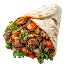 Juicy and Delicious Arabian Shawarma Food Isolated on Transparent Background Perfect for Wrap and Sandwich Lovers