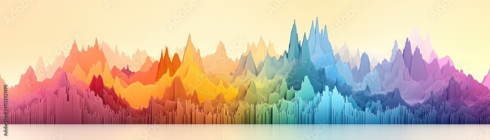 Poster abstract colorful waveform visualization representing sound frequencies with gradient peaks and vivi