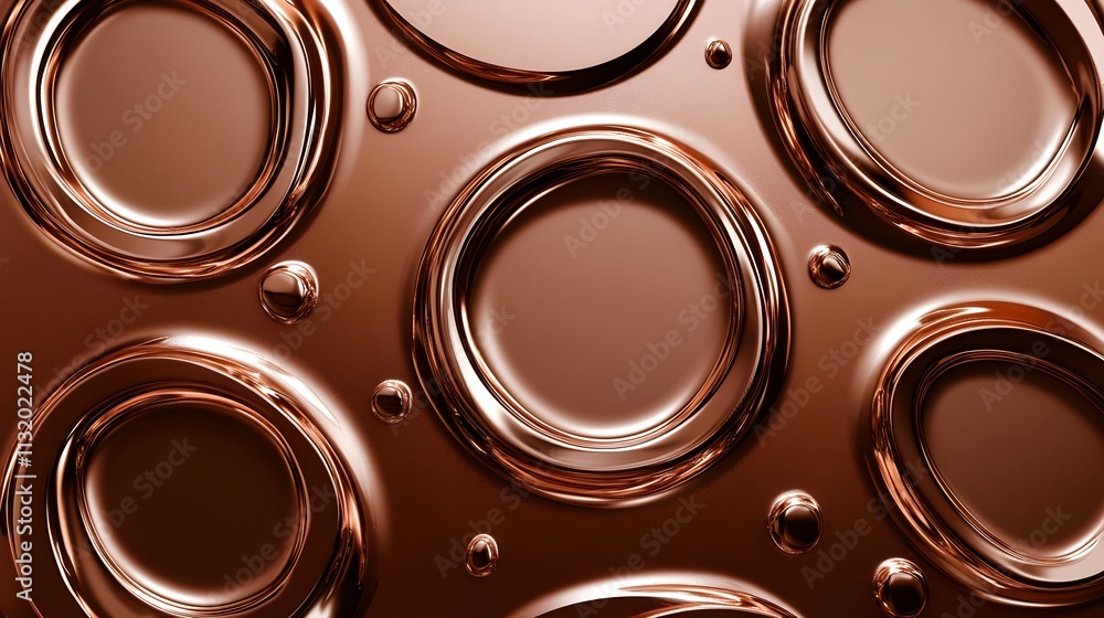 Poster abstract pattern of concentric metallic circles and spheres