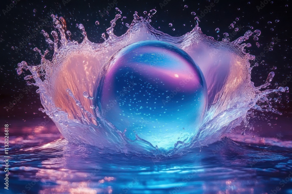 Aufkleber water splash dynamic swirl background for advertising and product showcase with reflective elements 