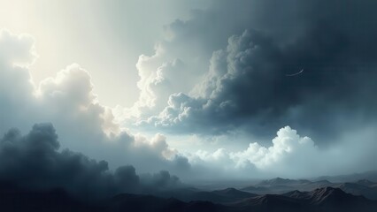 Naklejka premium Soft gray mist overlays. A dramatic swirl of mist, evoking the form of abstract plumes that rise subtly against a pitch-black backdrop, offering a mysterious and elegant touch to creative projects.