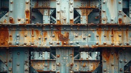 Rusted Metal Bridge Structure with Rivets and Aged Paint