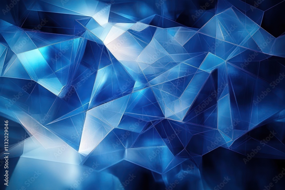 Poster dynamic abstract blue geometric shapes with depth and transparency