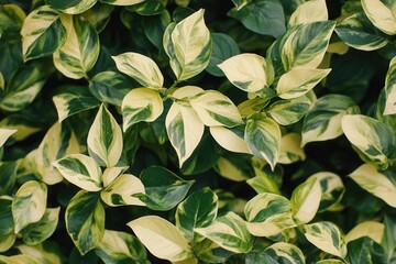 Obraz premium Lush green and variegated leaves in a dense arrangement.