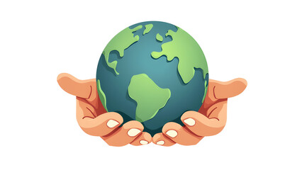 Fototapeta premium Hands protect the world, Save the world, isolated on white background.