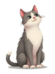 Obraz premium Adorable domestic cute cat isolated on white background.