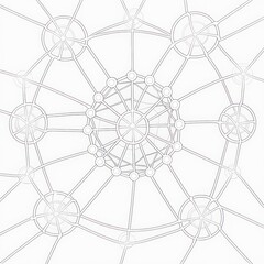 Obraz premium A geometric pattern with interconnected circles and lines, suggesting a network or web design.