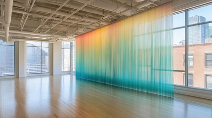 Obraz premium Brightly Colored Sheer Curtains in Modern Urban Space